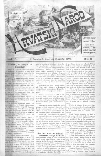 Hrvatski narod : 9,31(1900) / odgovorni urednik Ivan Ružić.