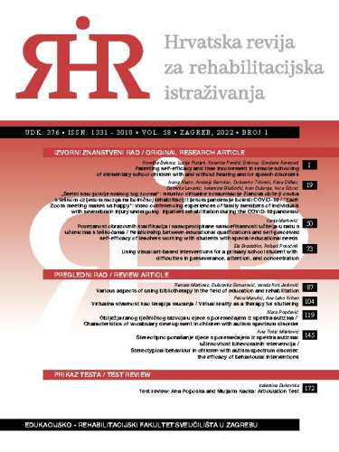 Hrvatska revija za rehabilitacijska istraživanja : 58, 1(2022)  / urednica, editor Jelena Kuvač Kraljević