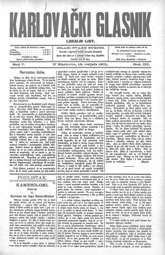 Karlovački glasnik : lokalni list : 3,7(1901) / odgovorni urednik Dragutin Hauptfeld.
