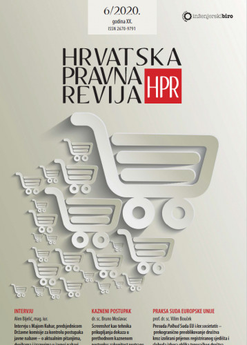 Hrvatska pravna revija  : časopis za promicanje pravne teorije i prakse : 20, 6(2020)  / glavni urednik Alen Bijelić.