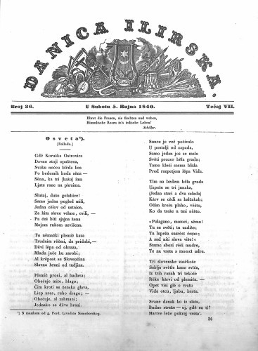 Danica ilirska : 6,36(1840) / učrednik Ljudevit Gaj.