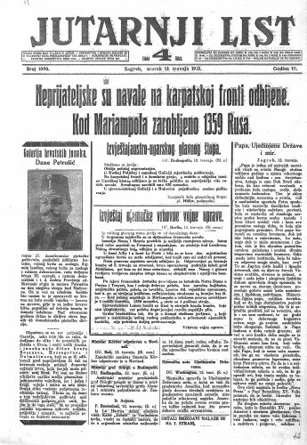 Jutarnji list : 4,1090(1915) / odgovorni urednik Josip Grubić.