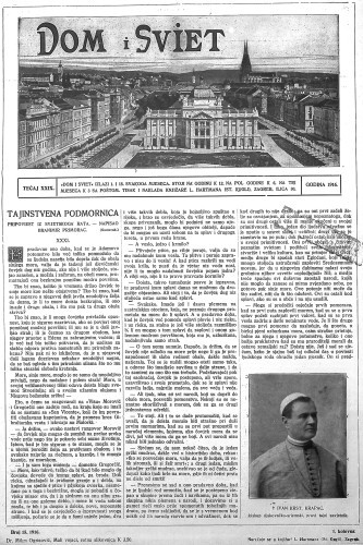 Dom i sviet  : ilustrovani list za zabavu, pouku i viesti dnevnih dogadjaja, javnom i društvenom životu, umjetnosti i znanosti, trgovini, obrtu, glazbi i kazalištu : 29,15(1916) / za uredničtvo privremeno odgovara M. Lovrenčević.