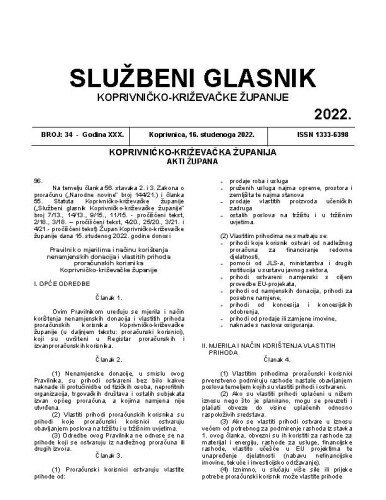 Službeni glasnik Koprivničko-križevačke županije : 30,34 (2022)  / glavni i odgovorni urednik Marina Jakšić.