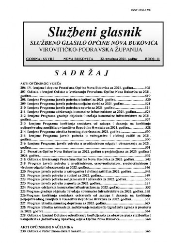 Službeni glasnik : službeno glasilo Općine Nova Bukovica : 28,11(2021) / Općina Nova Bukovica ; odgovorni urednik Irena Stipanović.