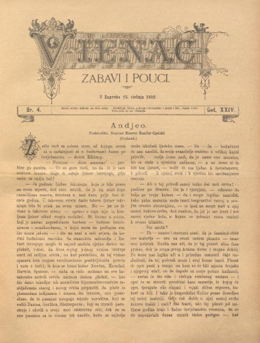 Vienac : zabavi i pouci. : 24,4(1892) / uredjuju V. Klaić i M. Maravić.