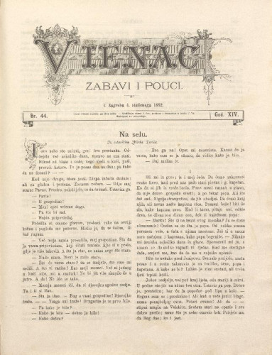 Vienac : zabavi i pouci. : 14,44(1882) / urednik Fran Folnegović.