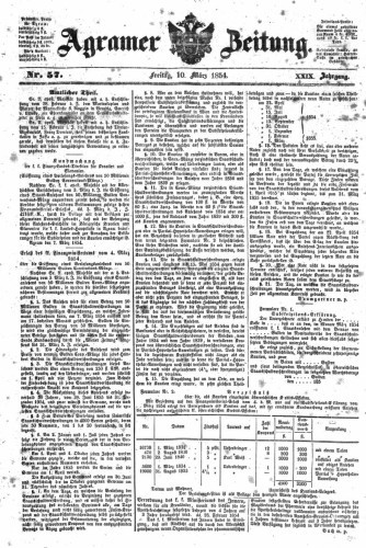 Agramer Zeitung : 29,57(1854) / für die Redaktion verantwortlich Ivan Sonvan. 