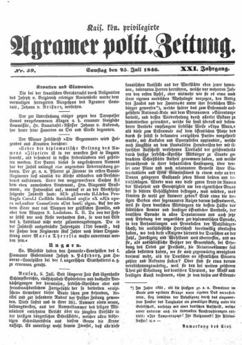 Agramer politische Zeitung : 21,59(1846) / Verlager und Redacteur Franz Stauduar.