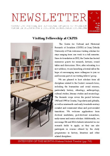 Newsletter : 99(2025) / Centre for Cultural and Historical Research of Socialism = Centar za kultorološka i povijesna istraživanja socijalizma ; editors Igor Duda, Anita Buhin.