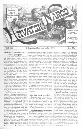 Hrvatski narod : 9,30(1900) / odgovorni urednik Ivan Ružić.