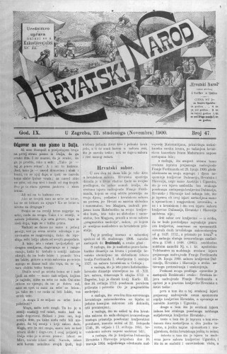 Hrvatski narod : 9,47(1900) / odgovorni urednik Ivan Ružić.