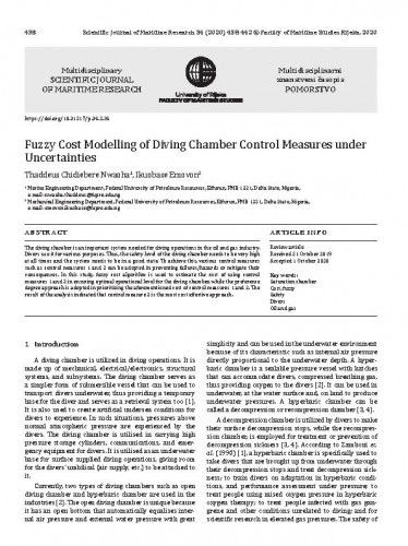 Fuzzy cost modelling of diving chamber control measures under uncertainties / Thaddeus Chidiebere Nwaoha, Ikuobase Emovon.