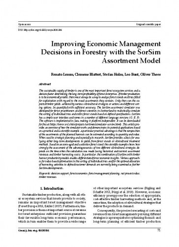 Improving economic management decisions in forestry with the SorSim assortment model / Renato Lemm, Clemens Blattert, Stefan Holm, Leo Bont, Oliver Thees.