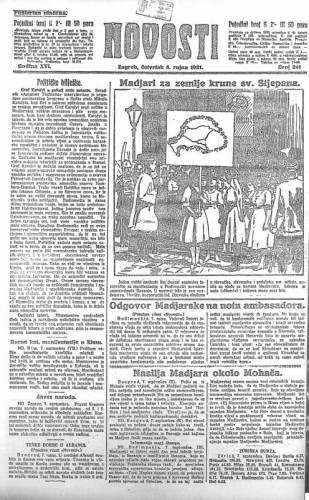 Novosti : 16,241(1921) / odgovorni urednik Lj. Z. Kara.