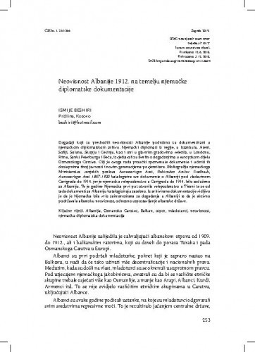 Neovisnost Albanije 1912. na temelju njemačke diplomatske dokumentacije / Ismije Beshiri.