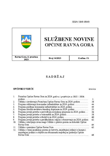 Službene novine Općine Ravna Gora  : službeno glasilo Općine Ravna Gora : 9,14(2023) / glavni urednik Mišel Šćuka.