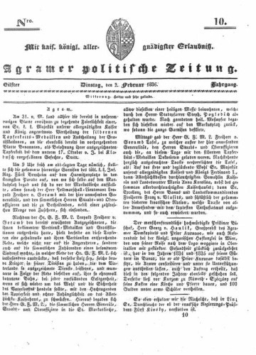 Agramer politische Zeitung : 11,10(1836) / Verlager und Redacteur Franz Stauduar und Ferd. Rosenau.