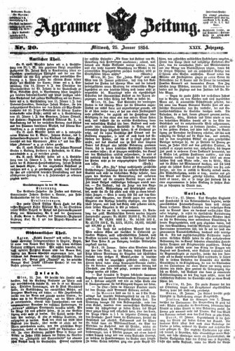Agramer Zeitung : 29,20(1854) / für die Redaktion verantwortlich Ivan Sonvan. 