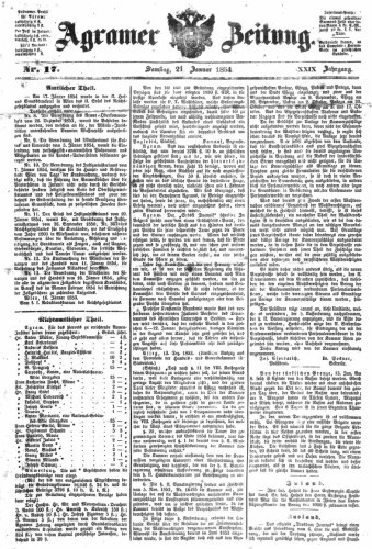 Agramer Zeitung : 29,17(1854) / für die Redaktion verantwortlich Ivan Sonvan. 