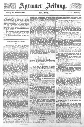 Agramer Zeitung : 26,222(1851) / für die Redaktion verantwortlich Ivan Sonvan. 