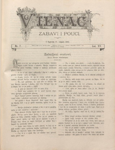 Vienac : zabavi i pouci. : 15,7(1883) / uredjuju V. Klaić i M. Maravić.