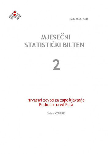 Mjesečni statistički bilten : 27,2(2022)   / Hrvatski zavod za zapošljavanje, Područni ured Pula ; urednica Tanja Lorencin Matić.