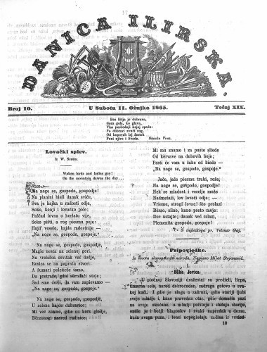Danica ilirska : 19,10(1865)  / urednik Ljudevit Gaj.