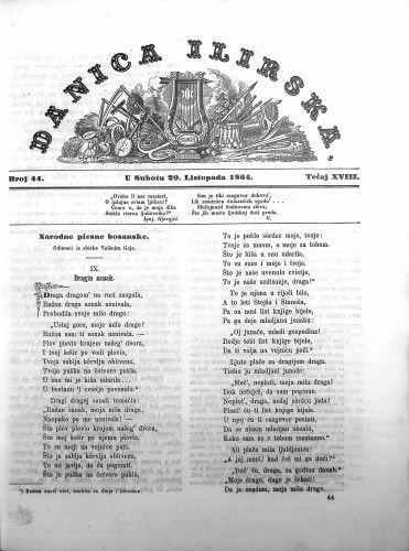 Danica ilirska : 18,44(1864)  / urednik Ljudevit Gaj.