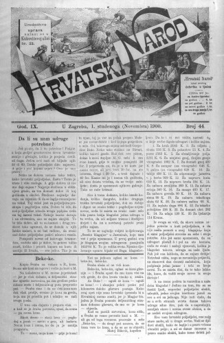 Hrvatski narod : 9,44(1900) / odgovorni urednik Ivan Ružić.
