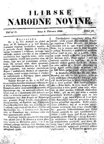 Ilirske narodne novine : 2,10(1836)   / [urednik Ljudevit Gaj].