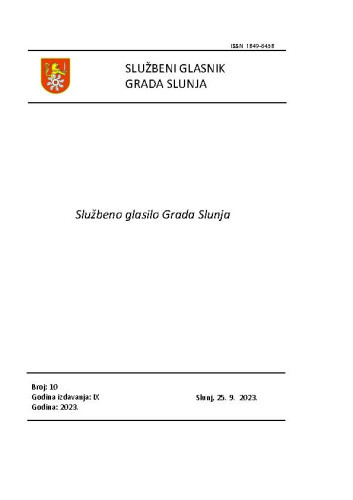 Službeni glasnik Grada Slunja : 9,10(2023)  / Mirjana Puškarić, glavna i odgovorna urednica.