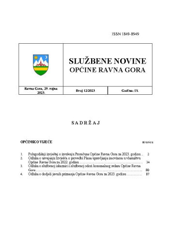 Službene novine Općine Ravna Gora  : službeno glasilo Općine Ravna Gora : 9,12(2023) / glavni urednik Mišel Šćuka.