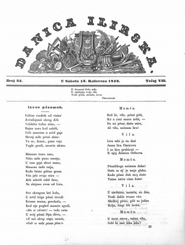 Danica ilirska : 8,33(1842) / učrednik Ljudevit Gaj.