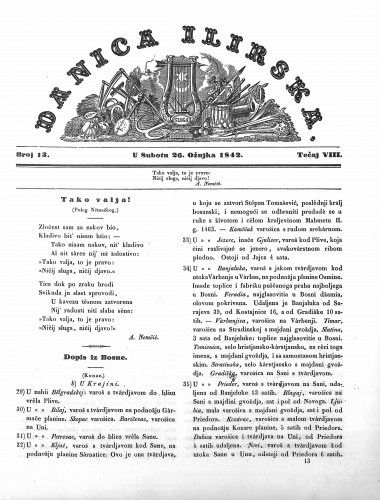 Danica ilirska : 8,13(1842) / učrednik Ljudevit Gaj.