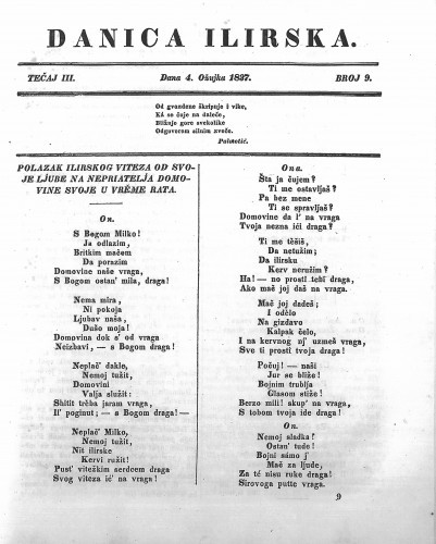 Danica ilirska : 3,9(1837) / učrednik Ljudevit Gaj.