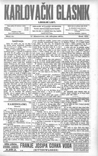 Karlovački glasnik : lokalni list : 3,11(1901) / odgovorni urednik Dragutin Hauptfeld.