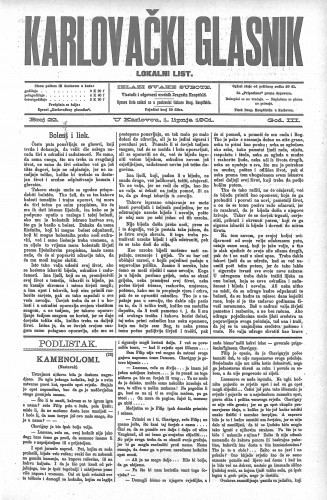 Karlovački glasnik : lokalni list : 3,22(1901) / odgovorni urednik Dragutin Hauptfeld.