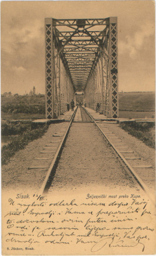 Sisak   : željeznički most preko Kupe.