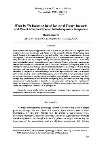 When do we become adults? : review of theory, research and recent advances from an interdisciplinary perspective / Martina Knežević.