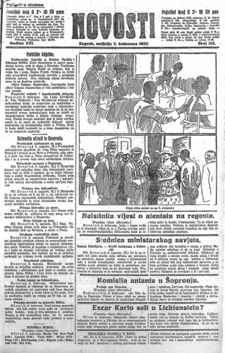 Novosti : 16,211(1921) / odgovorni urednik Lj. Z. Kara.