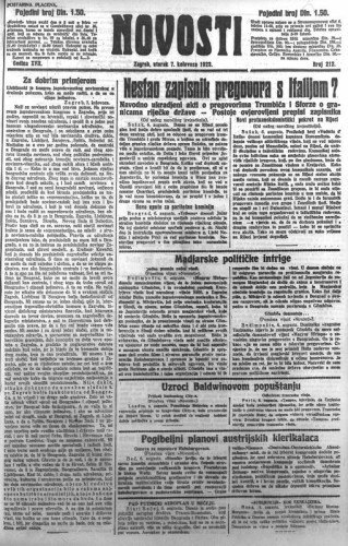 Novosti : 18,212(1923) / odgovorni urednik Lj. Z. Kara.