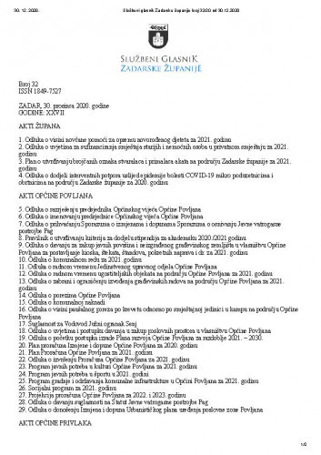 Službeni glasnik Zadarske županije : 27,32(2020)  