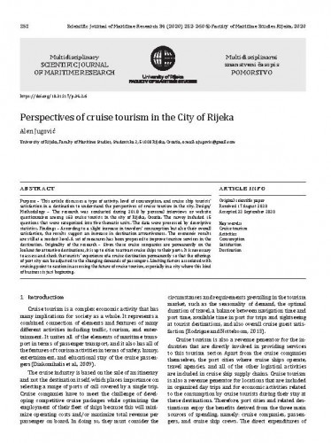 Perspectives of cruise tourism in the City of Rijeka / Alen Jugović.
