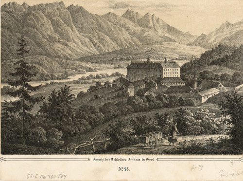 Ansicht des Schlosses Ambras in Tirol.