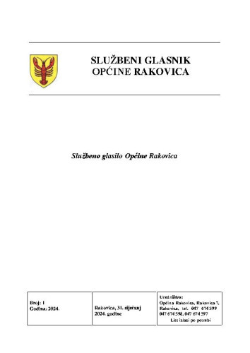 Službeni glasnik Općine Rakovica : 1(2024)  / Mihovil Bićanić glavni i odgovorni urednik