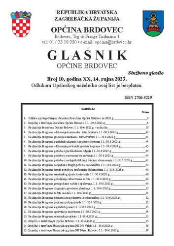 Glasnik Općine Brdovec : 20,10(2023)  / uredništvo Alen Prelec, Maja Coner i Daniel Bukovinski.