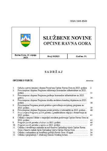 Službene novine Općine Ravna Gora  : službeno glasilo Općine Ravna Gora : 9,10(2023) / glavni urednik Mišel Šćuka.