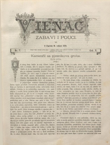 Vienac : zabavi i pouci. : 10,7(1878) / urednik August Šenoa.
