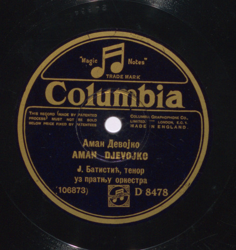 Aman djevojko. / [izvodi] J. Batistić, tenor uz pratnju orkestra.